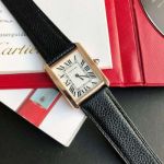 TW Factory Cartier Tank 762 Quartz Movement RG Case Litchi-Patterned Cowhide Leather Strap Watch